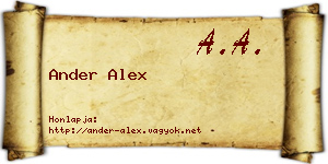 Ander Alex névjegykártya